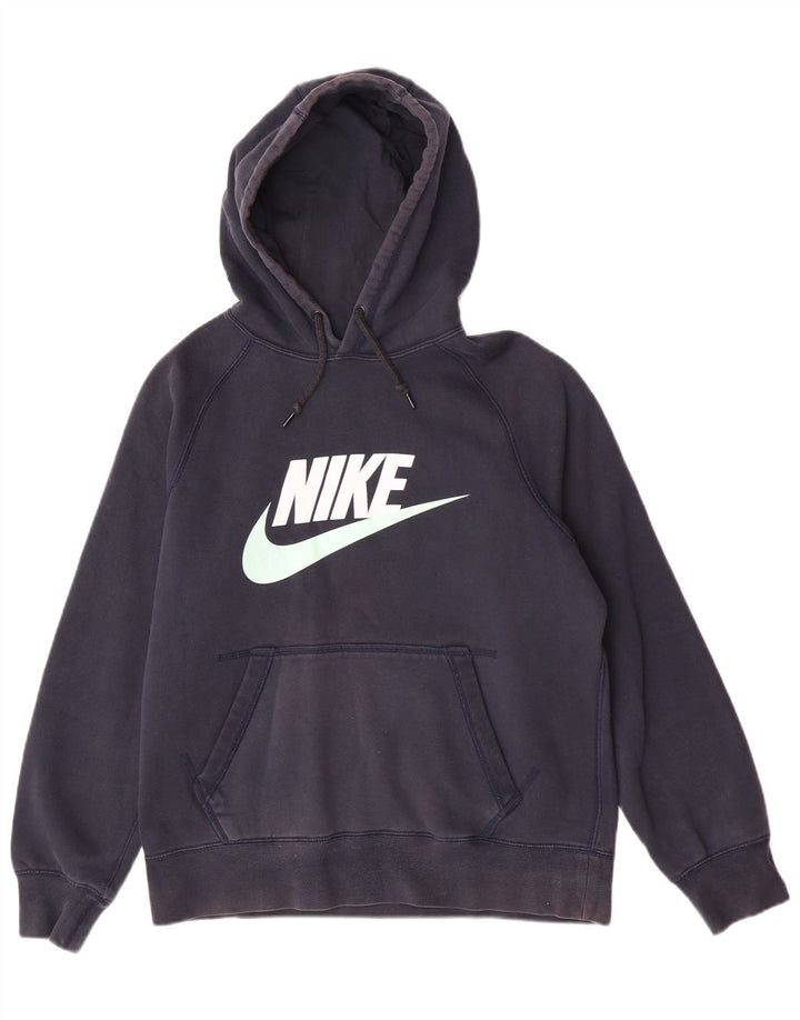 Felpa con cappuccio grafica Nike da uomo in cotone medio blu navy