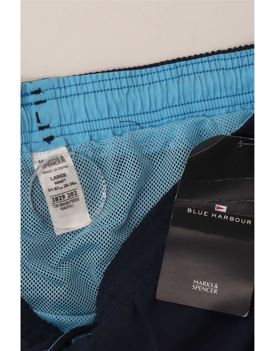 Pantaloncini da bagno Marks & Spencer da uomo Blue Harbour grandi blu navy