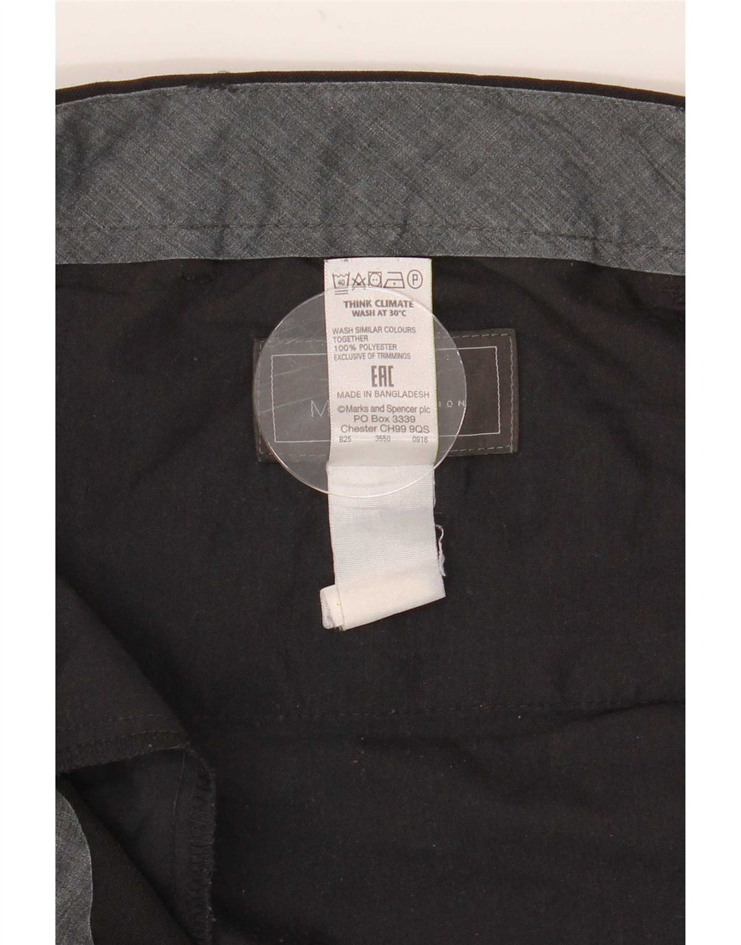 Pantaloni da abito dritti da uomo Marks & Spencer W40 L29 poliestere nero