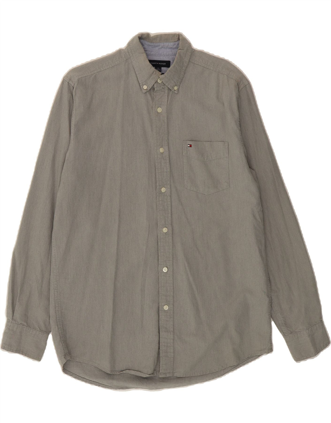 TOMMY HILFIGER Mens Classic Fit Shirt Medium Grey Cotton Vintage Tommy Hilfiger and Second-Hand Tommy Hilfiger from Messina Hembry 