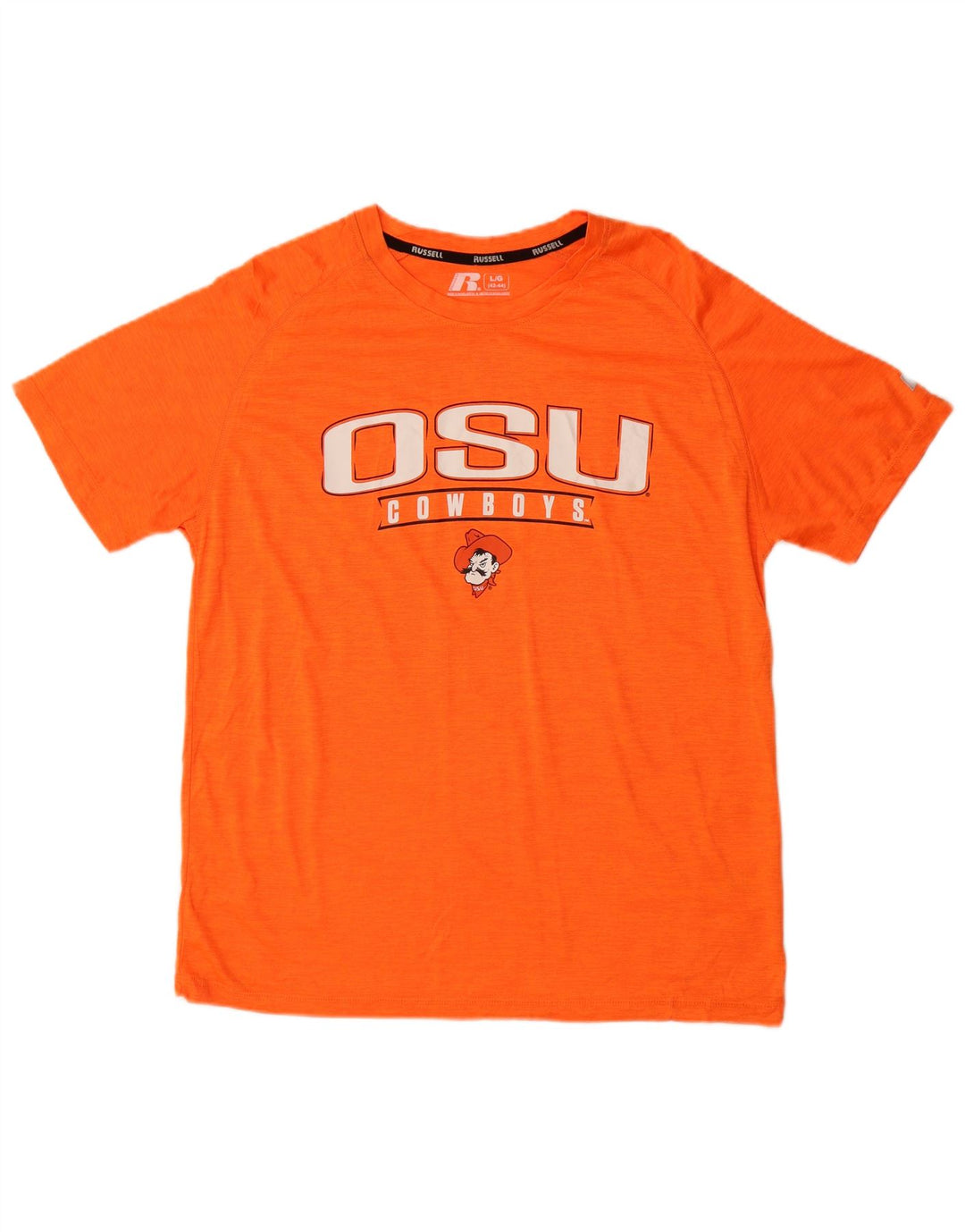 T-shirt grafica da uomo Russell Athletic Top UK 42/44 Large Arancione