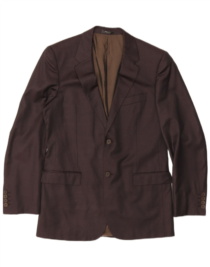 Giacca blazer da uomo a 2 bottoni Calvin Klein, grande, in lana vergine bordeaux