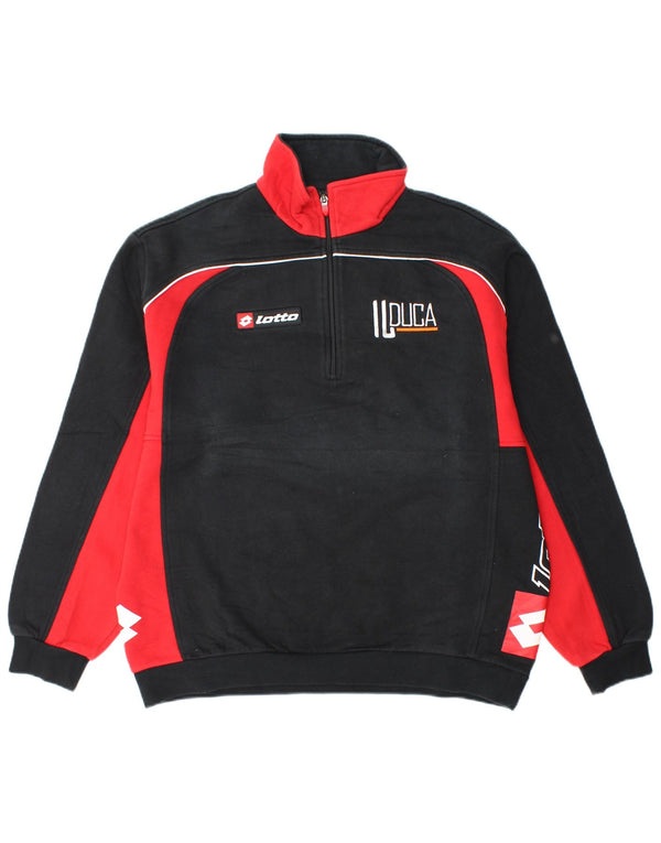 Felpa con zip grafica da uomo Lotto Maglione XL in cotone color block nero