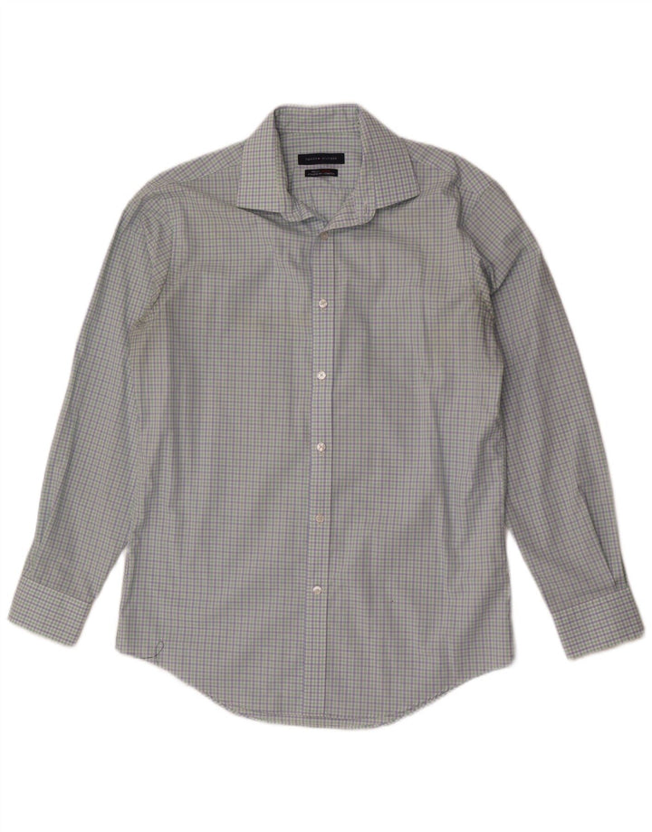 Tommy Hilfiger Mens Shirt Size 15 1/2 Medium Blue Check Cotton