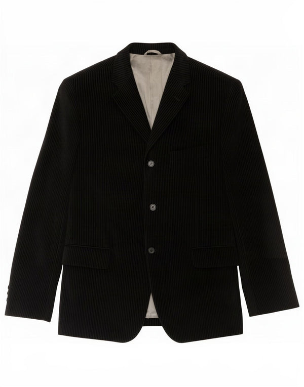 Giacca blazer vintage da uomo a 3 bottoni IT 52 XL Cotone gessato nero