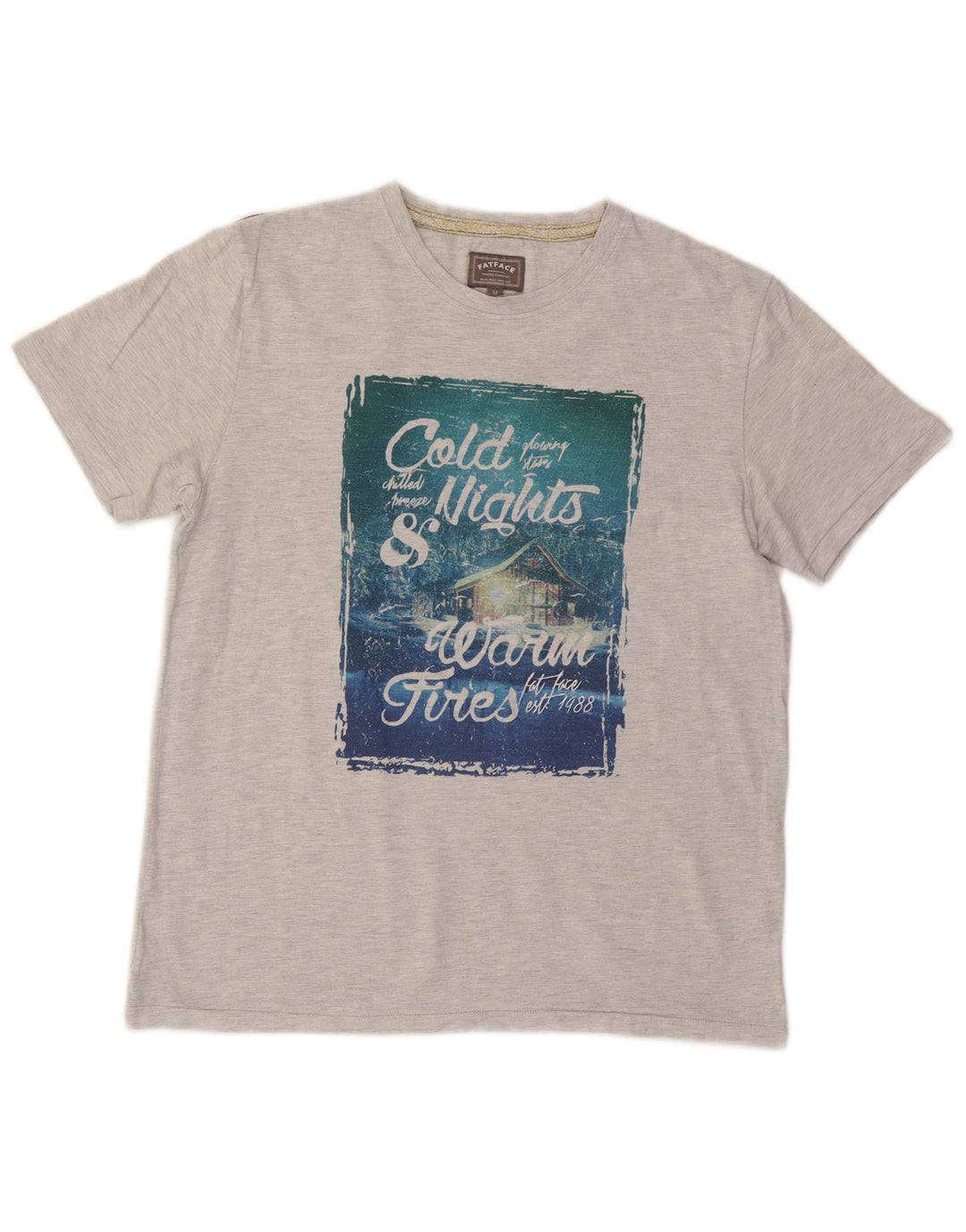 T-shirt grafica da uomo Fat Face Top in cotone grigio medio