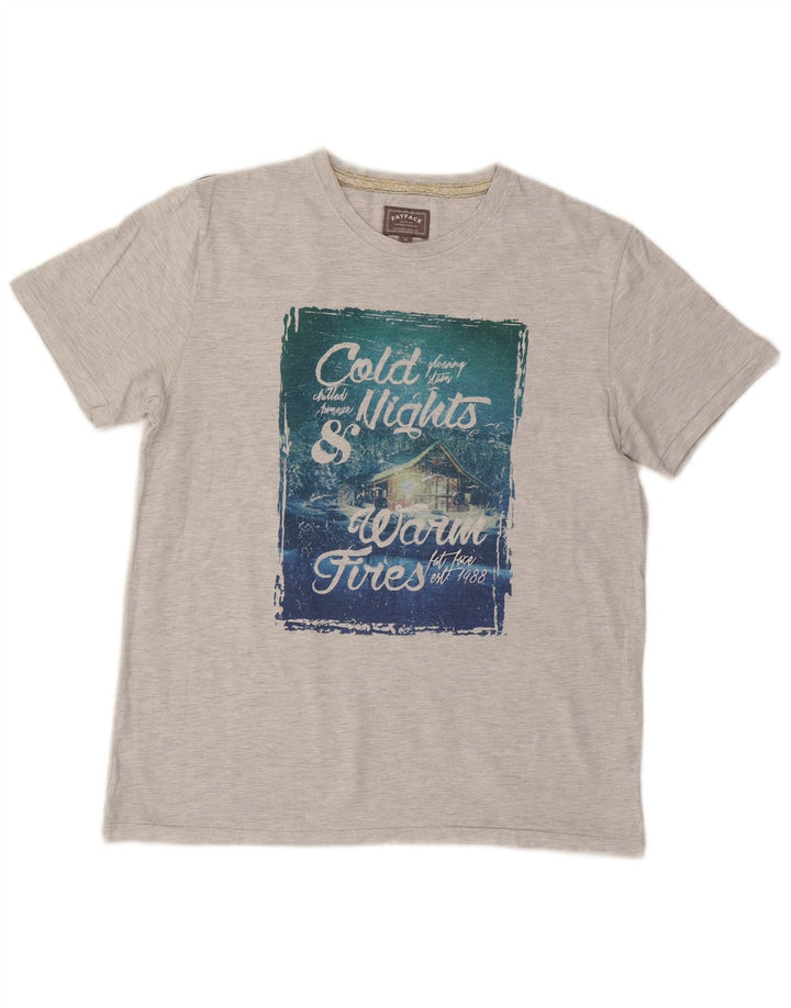 T-shirt grafica da uomo Fat Face Top in cotone grigio medio