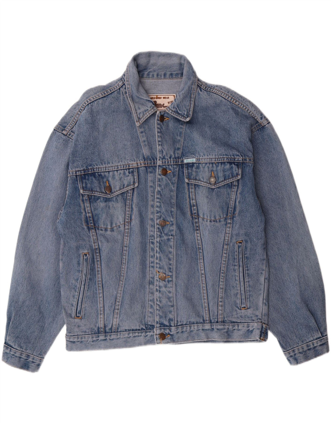 VINTAGE Mens Denim Jacket UK 42 XL Blue Cotton