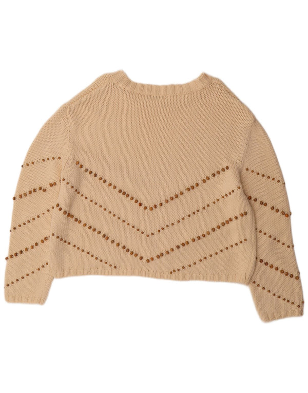 Maglione Zara da donna oversize con scollo a barca UK 14 a righe beige medio