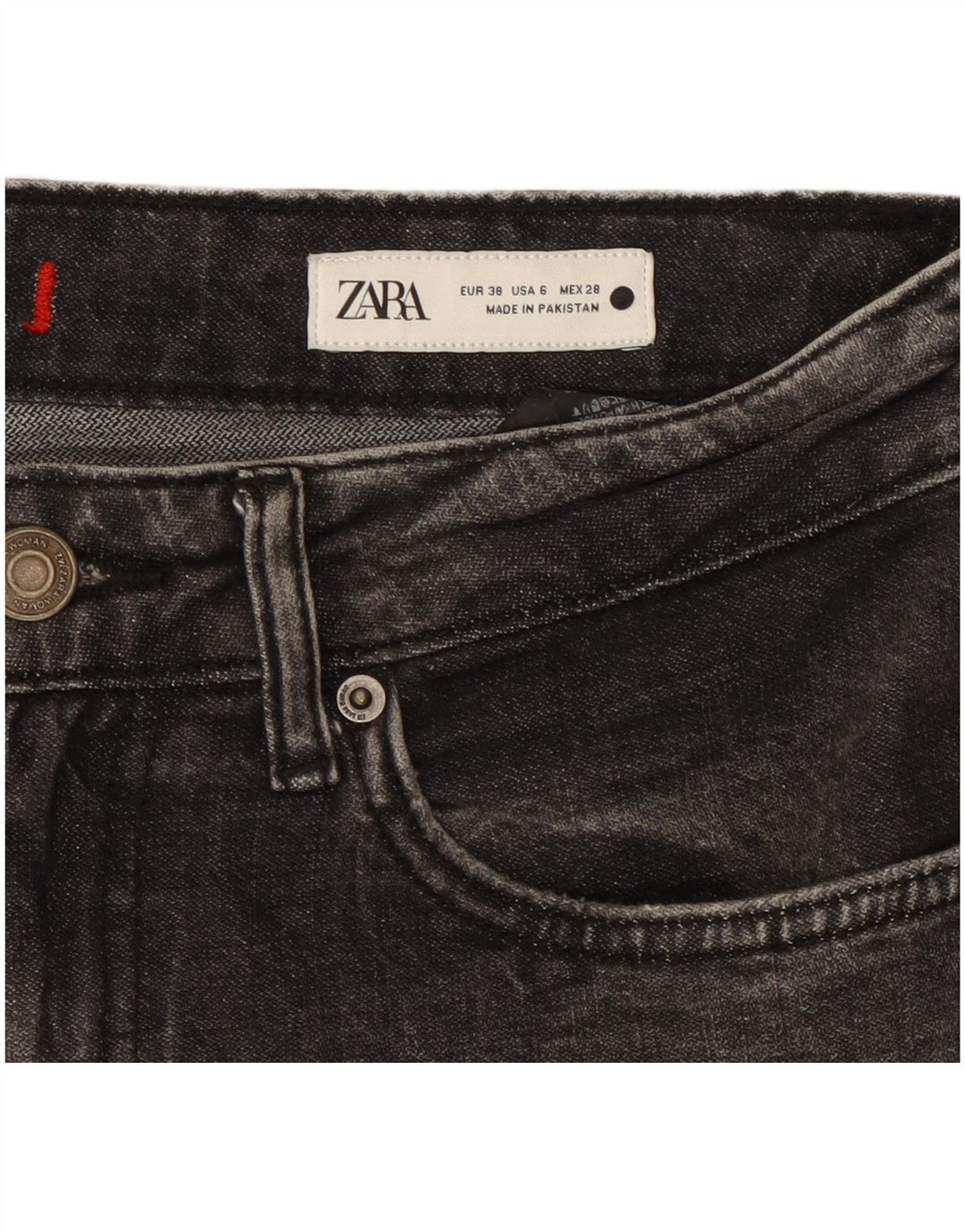 Jeans dritti da donna ZARA EU 38 piccoli W28 L26 neri