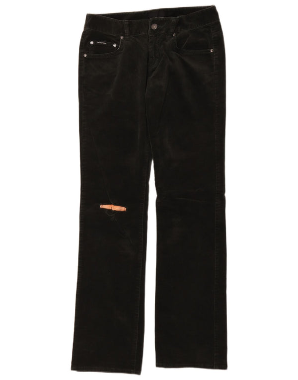 Pantaloni dritti in velluto a coste da donna Calvin Klein W29 L31 cotone verde