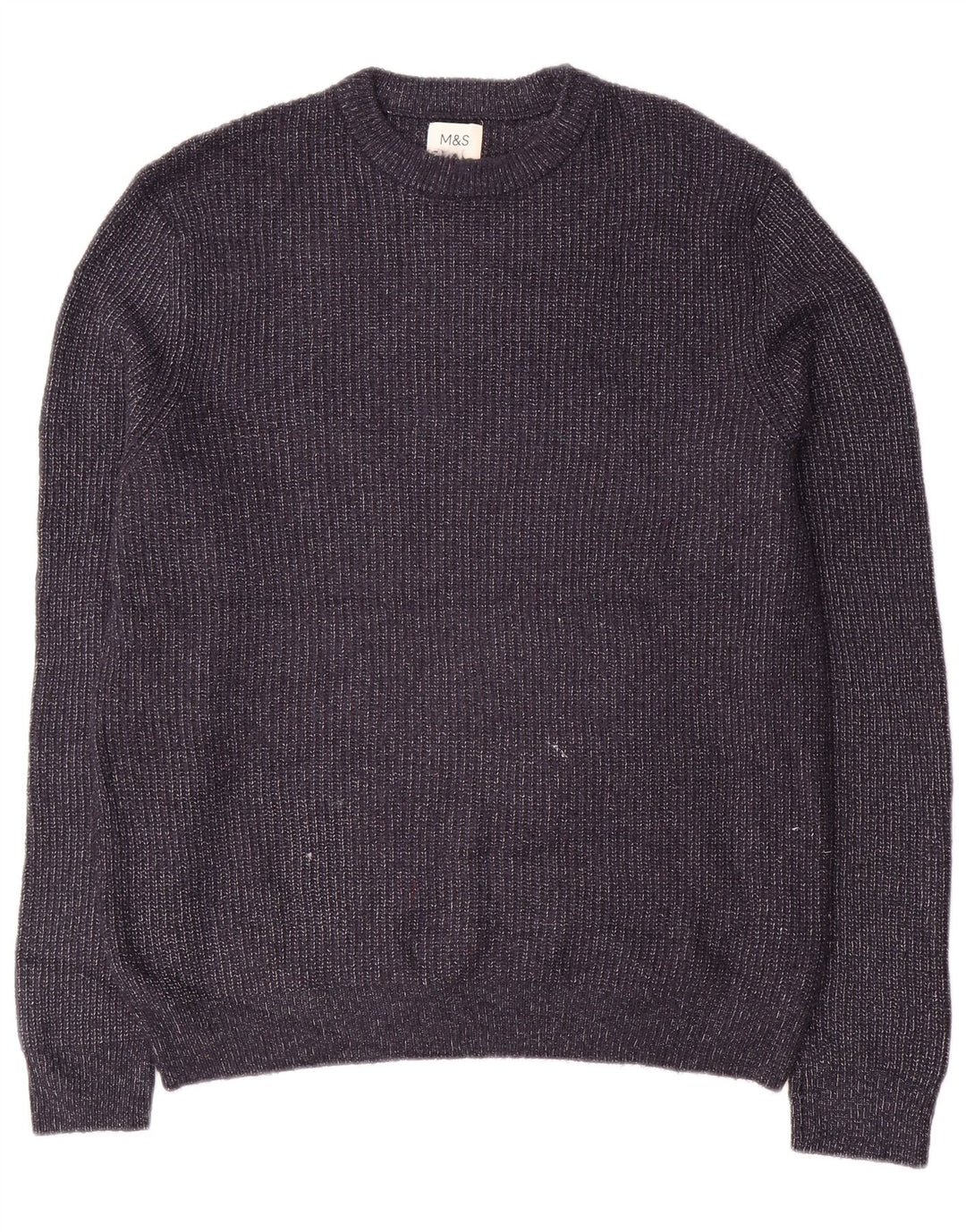 Maglione maglione girocollo da uomo Marks & Spencer medio blu navy screziato