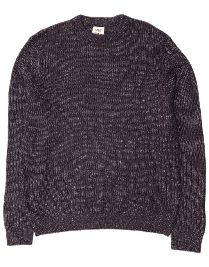 Maglione maglione girocollo da uomo Marks & Spencer medio blu navy screziato