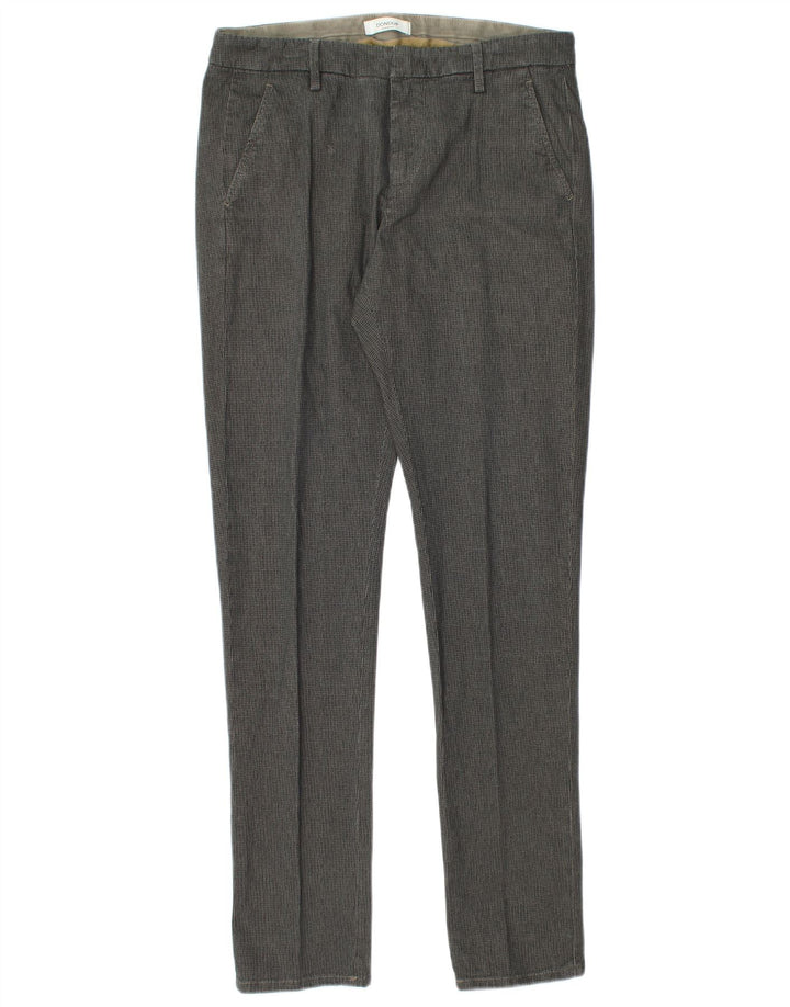 Pantaloni chino slim da uomo Dondup W31 L32 in cotone a quadri grigi