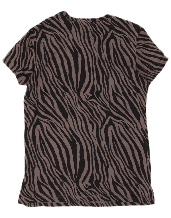 Puma T-shirt grafica da donna Top UK 10 piccola stampa animalier nera