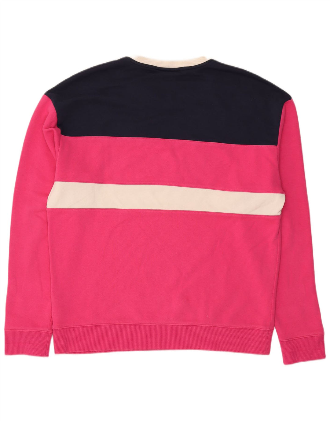FILA Mens Graphic Sweatshirt Jumper Large Pink Colourblock Cotton
