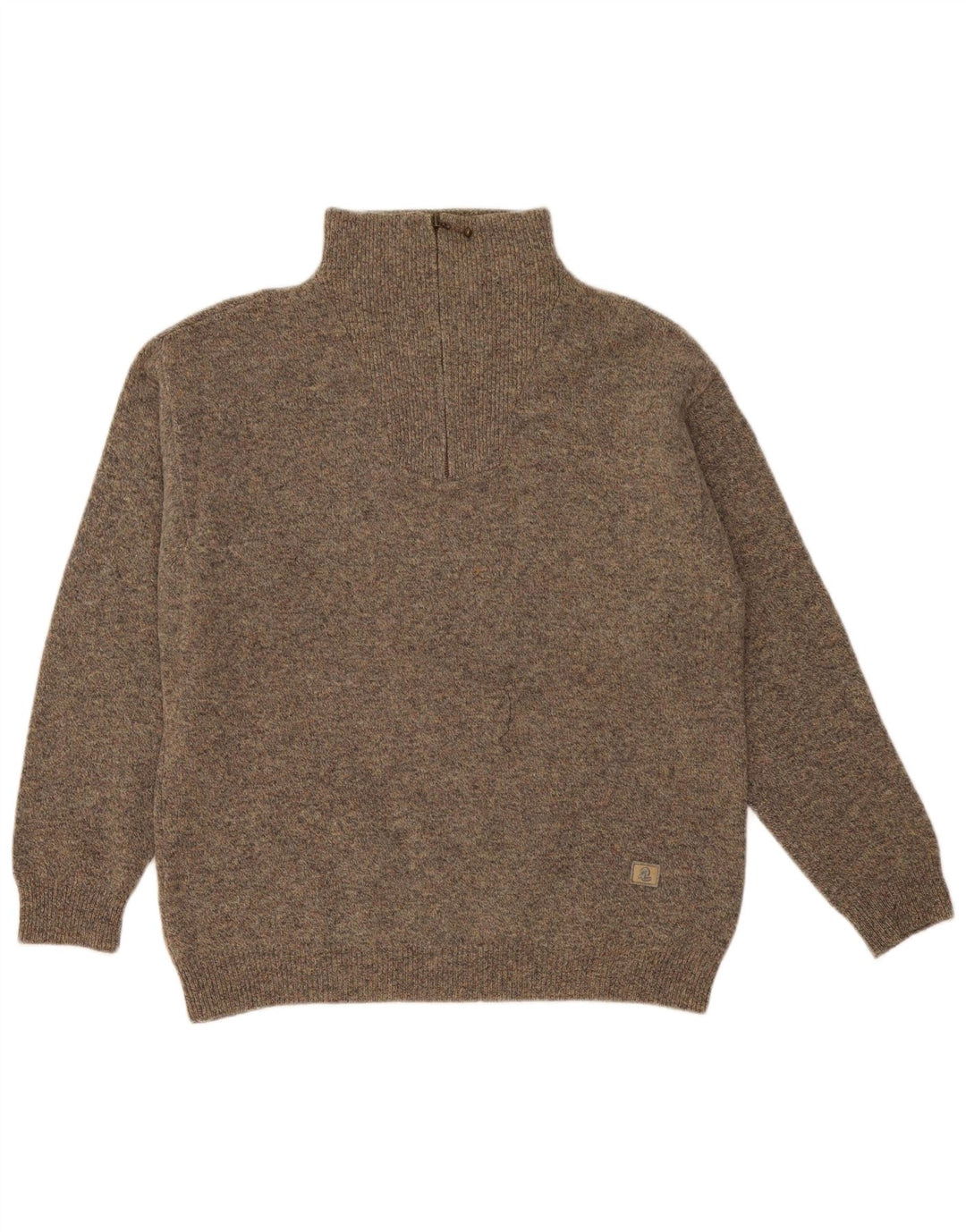 Maglione da uomo con zip e collo Invicta, grande, in lana screziata grigia