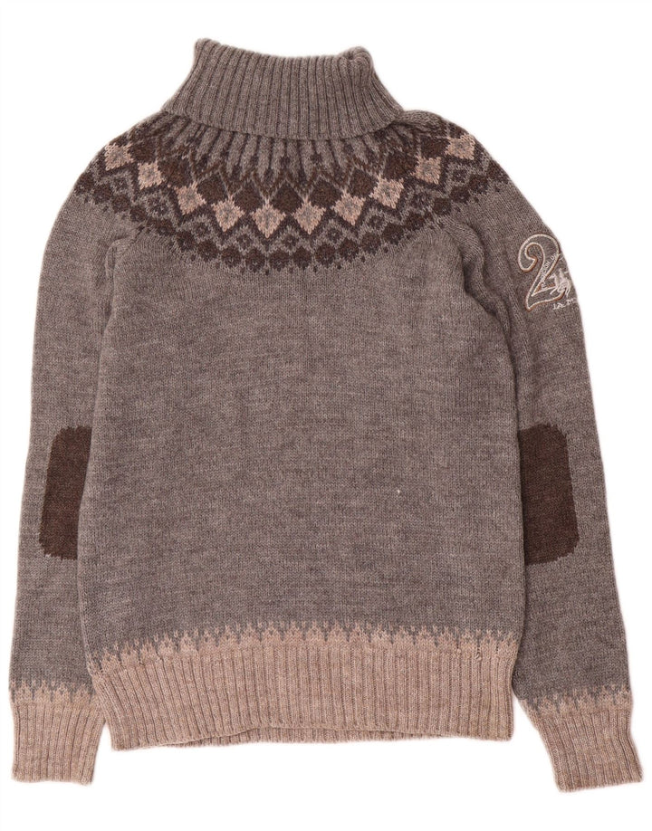 Maglione maglione collo alto da donna La Martina taglia 4 piccolo grigio Fair Isle