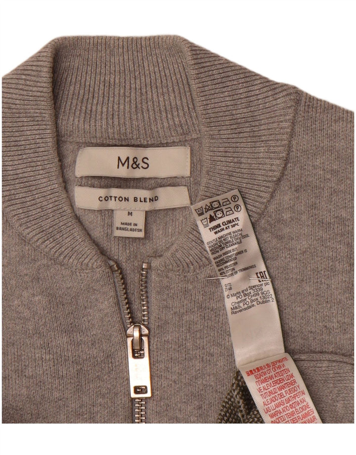Maglione maglione girocollo da uomo Marks & Spencer Poliestere a righe grigio medio