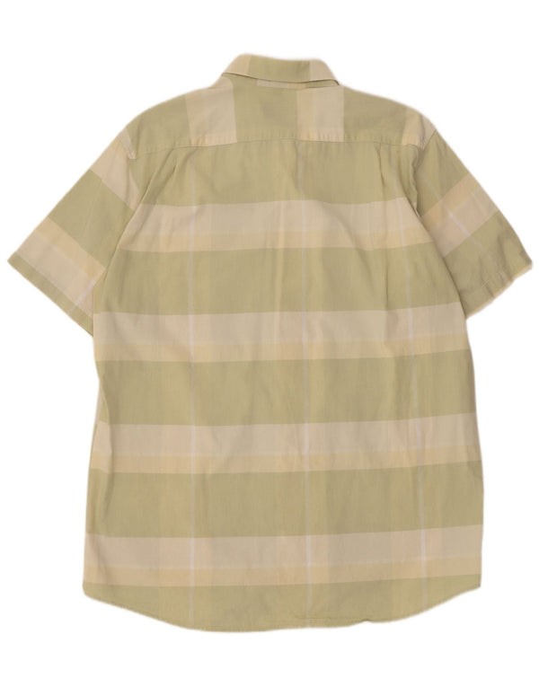 Camicia a maniche corte da uomo Basefield taglia 39/40 cotone a righe verde medio