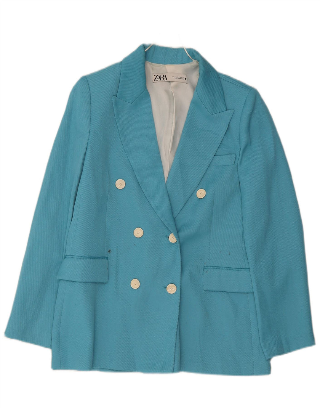 Giacca blazer doppiopetto da donna Zara UK 10 piccola blu poliestere