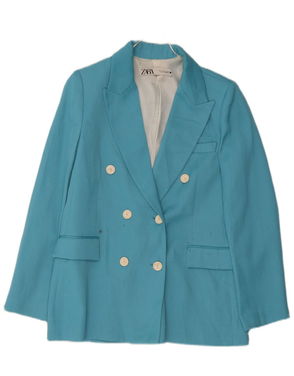 Giacca blazer doppiopetto da donna Zara UK 10 piccola blu poliestere