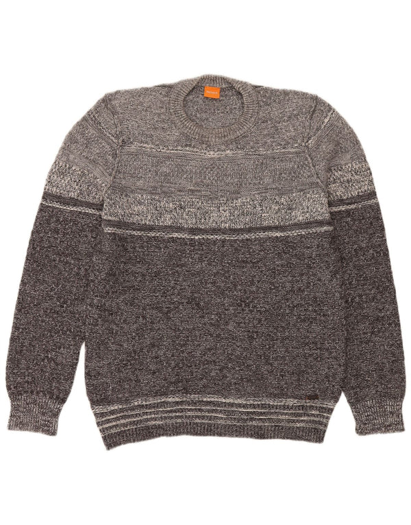 Maglione maglione girocollo da uomo Hugo Boss grande cotone grigio