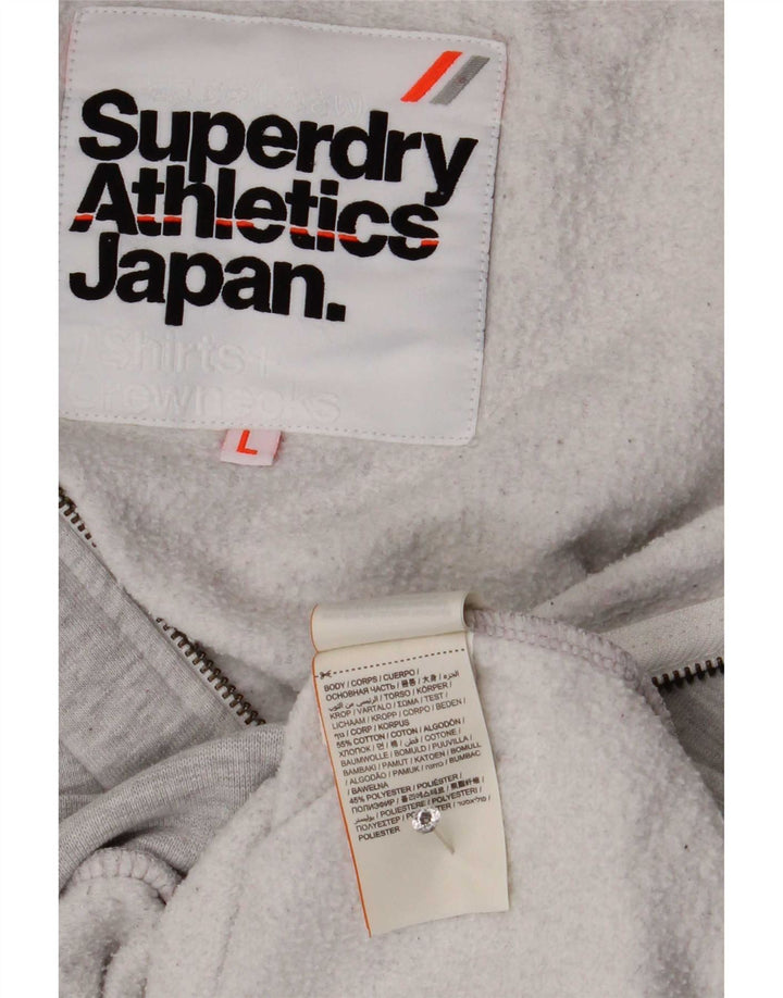 Maglione con cappuccio e zip da uomo Superdry grande in cotone grigio