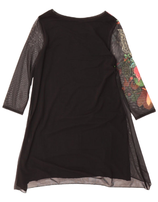 Desigual Womens Graphic Tunic Dress UK 6 XS Black Floral