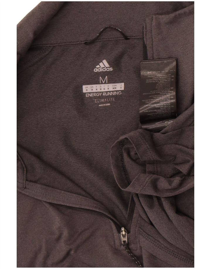 Top della tuta da uomo Adidas Climalite con zip e collo in poliestere grigio medio