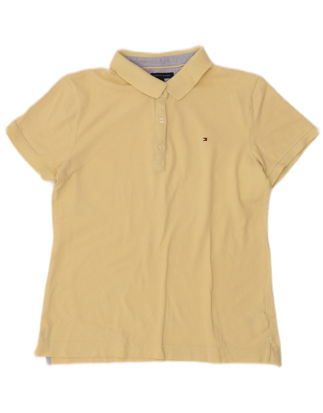 TOMMY HILFIGER Polo da donna UK 14 grande cotone giallo