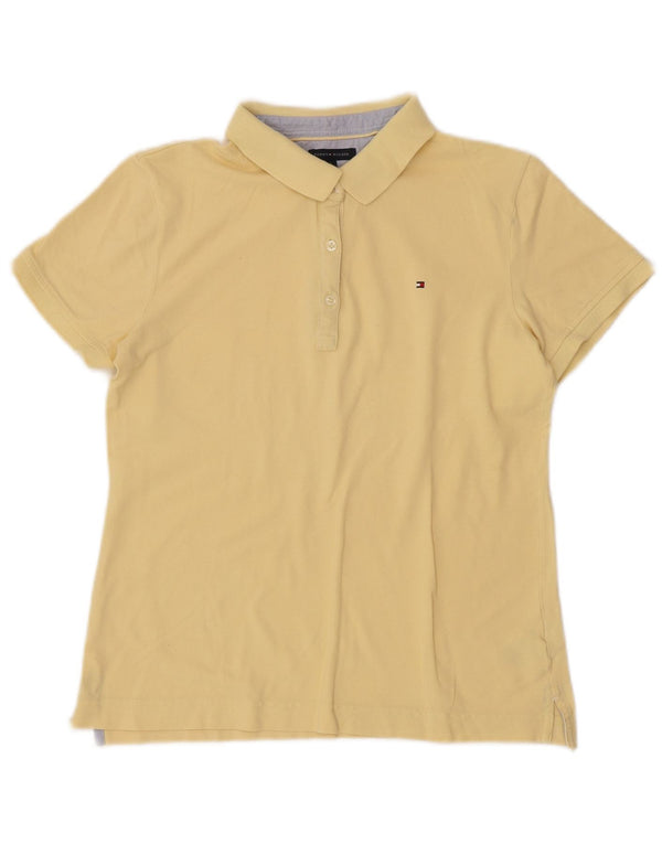 TOMMY HILFIGER Polo da donna UK 14 grande cotone giallo