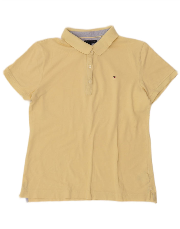 TOMMY HILFIGER Polo da donna UK 14 grande cotone giallo