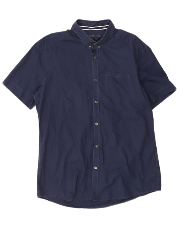 Jules Mens Short Sleeve Slim Fit Shirt Size 43/44 Large Navy Blue