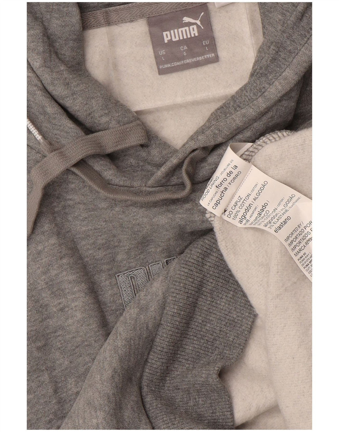 Felpa con cappuccio grafica da uomo PUMA grande in cotone grigio