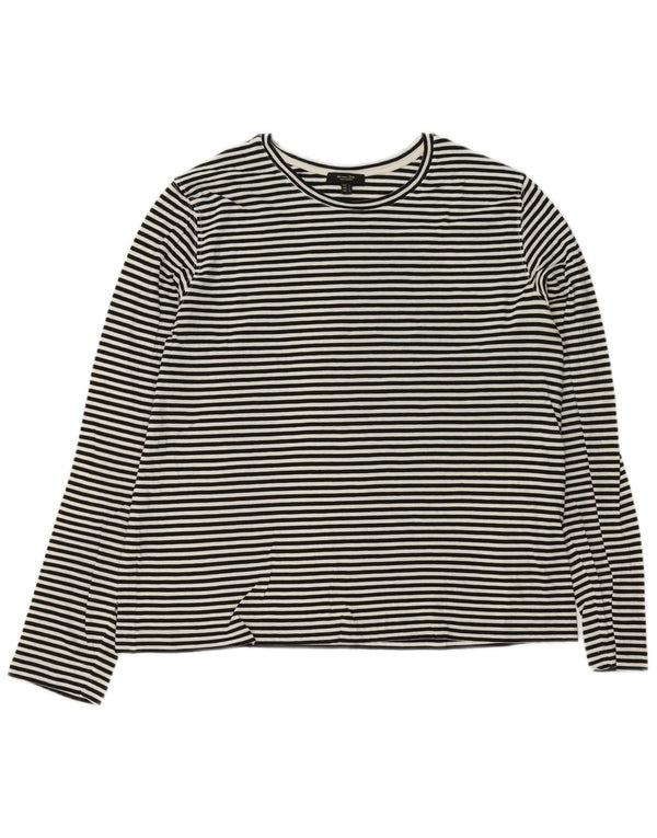 Maglia da donna a maniche lunghe Massimo Dutti UK 16 grande gessato bianco