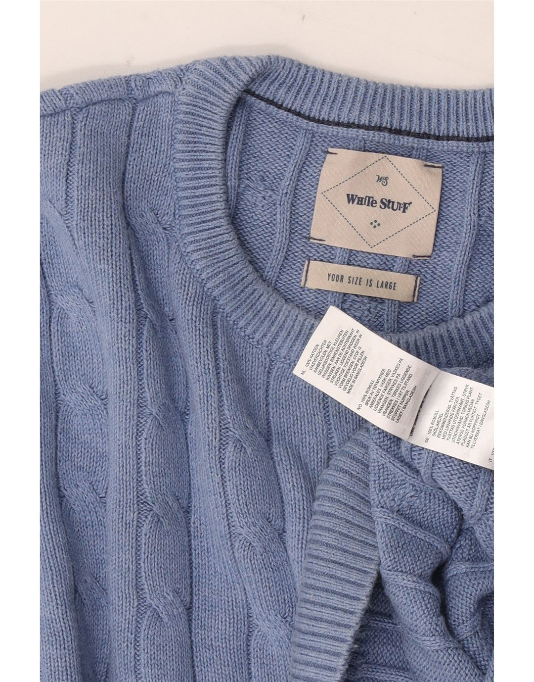 WHITE STUFF Maglione da uomo girocollo grande in cotone blu