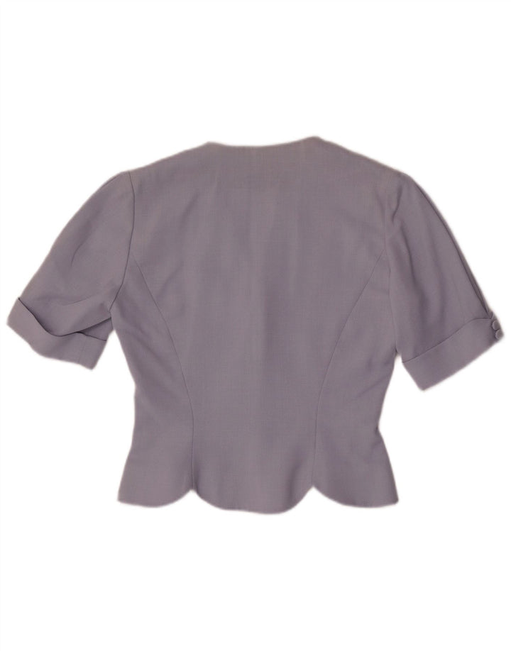 Giacca blazer a maniche corte a 3 bottoni da donna Laura Ashley UK 10 piccola viola