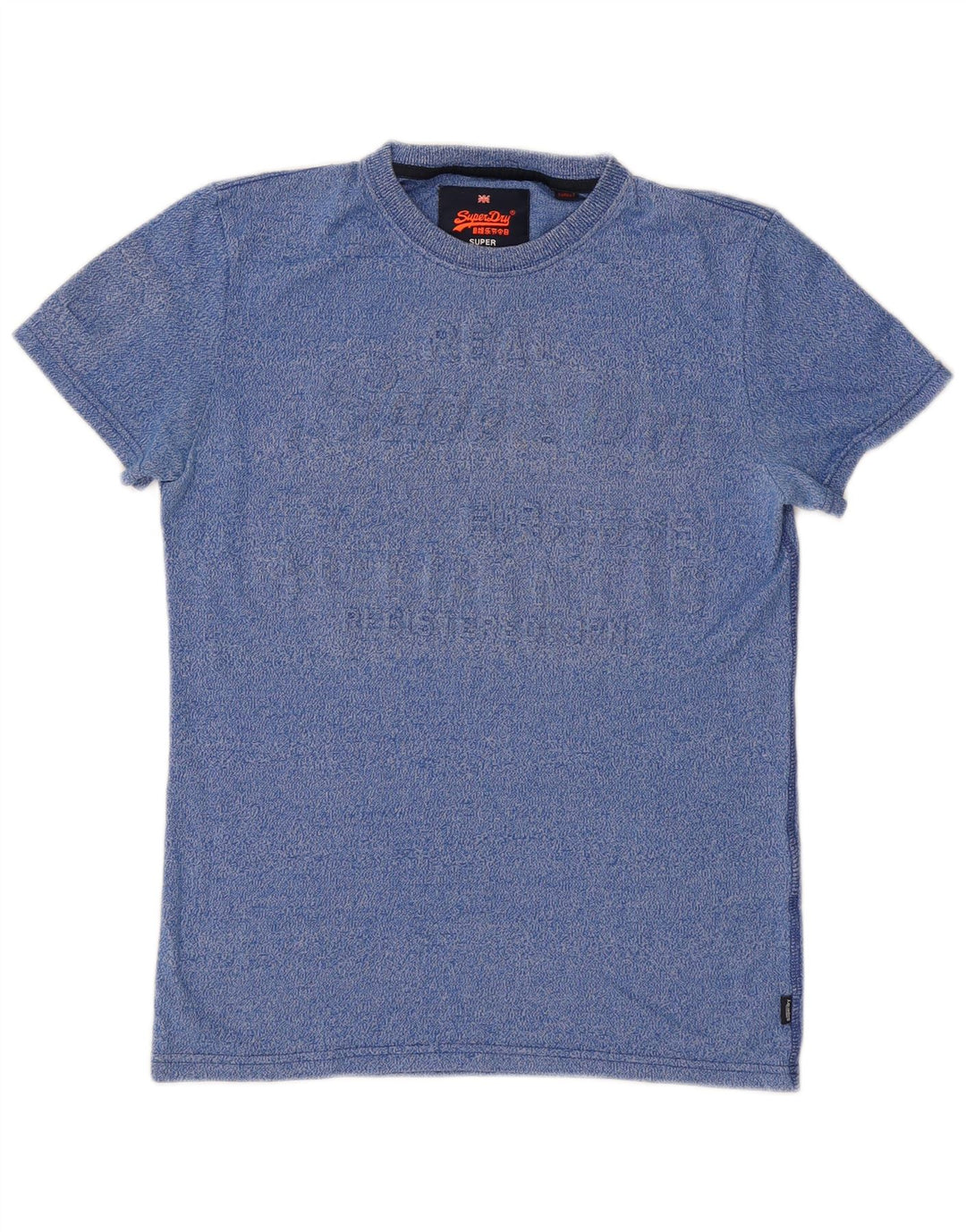 T-shirt grafica da uomo SUPERDRY Top in cotone chiazzato blu piccolo
