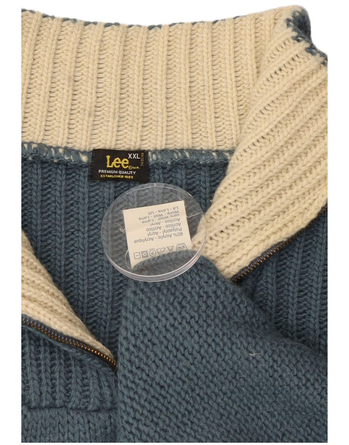 Maglione Lee da uomo con zip e collo 2XL in acrilico blu