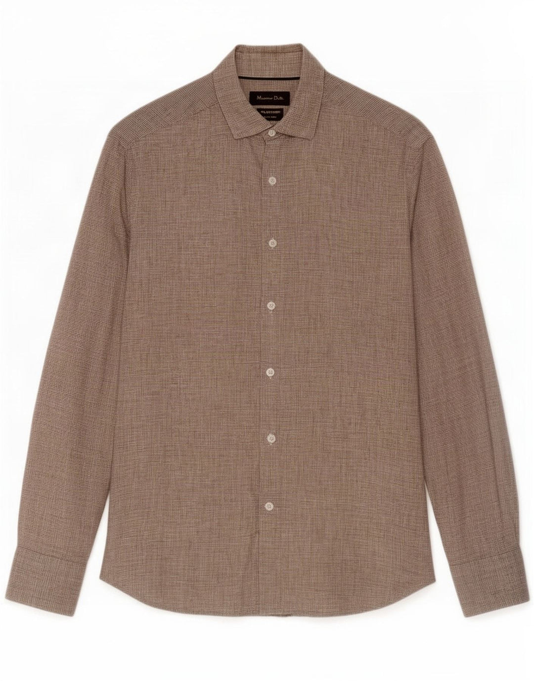 Camicia Uomo Massimo Dutti Lino Pied De Poule Beige Medio