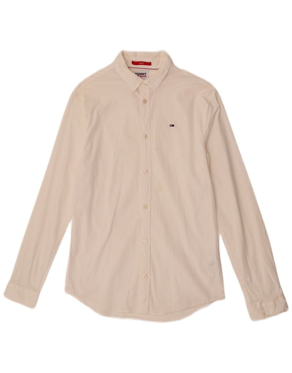 Camicia slim fit da uomo Tommy Hilfiger in cotone bianco sporco medio