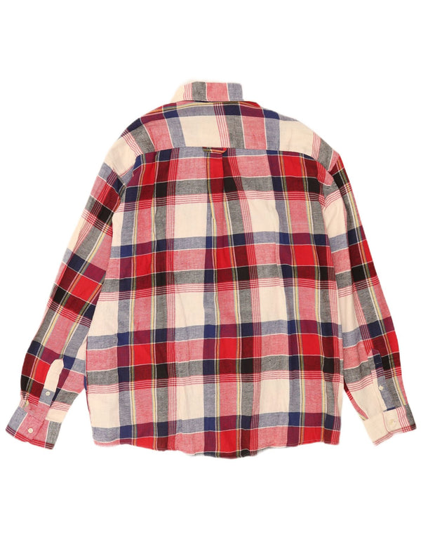 Camicia vintage da uomo in flanella XL in cotone a quadri multicolore