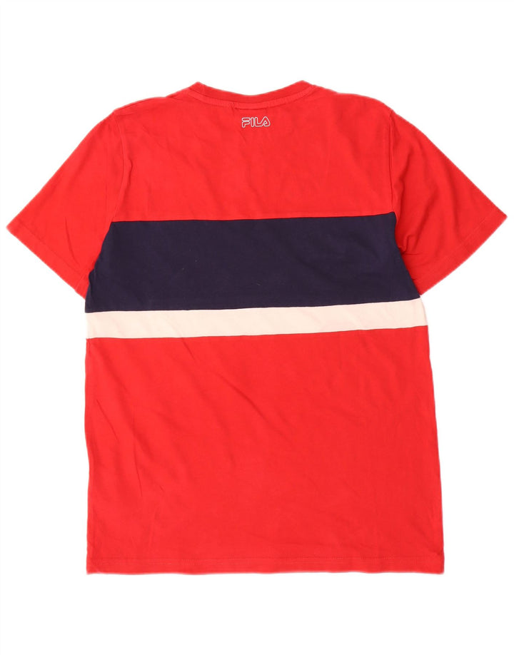 T-shirt grafica da ragazzo Fila Top 15-16 anni in cotone color block rosso