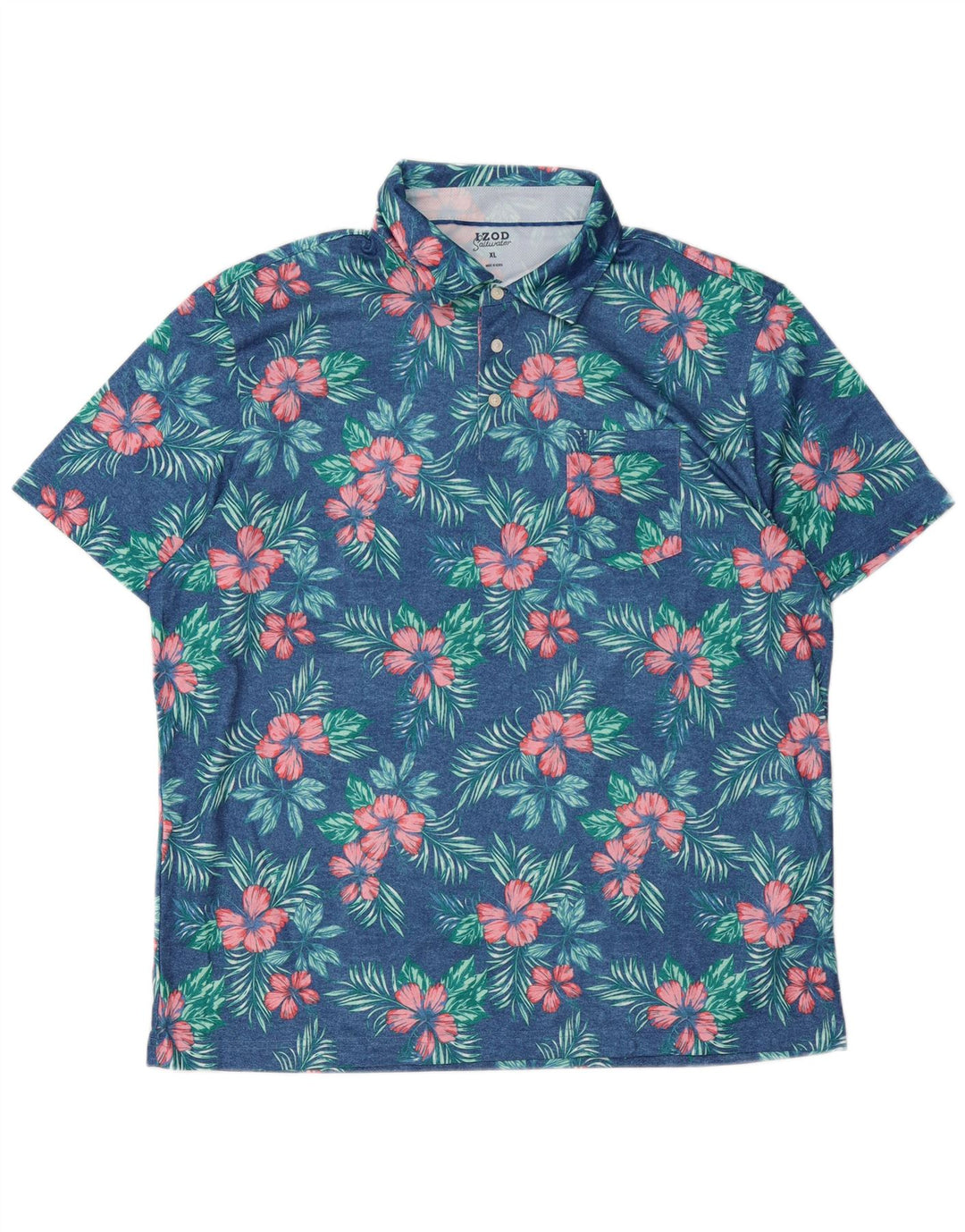 Polo da uomo IZOD per acqua salata XL poliestere floreale blu