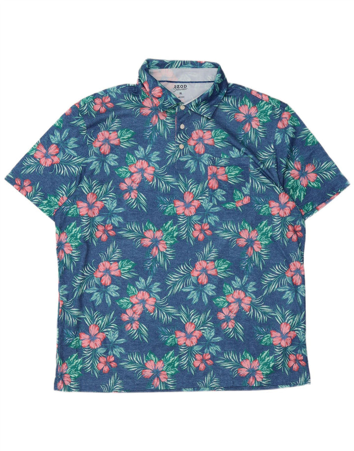 Polo da uomo IZOD per acqua salata XL poliestere floreale blu