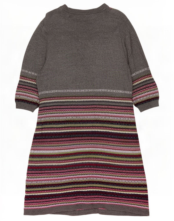 Abito maglione con maniche a 3/4 da donna Marks & Spencer UK 22 3XL Grigio Fair Isle