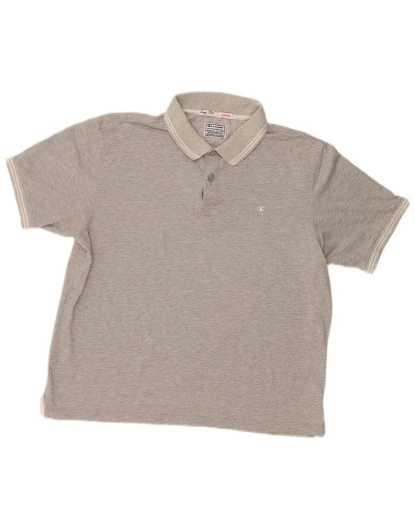 Polo da uomo Easy Fit CHAMPION, grande, in cotone mélange grigio