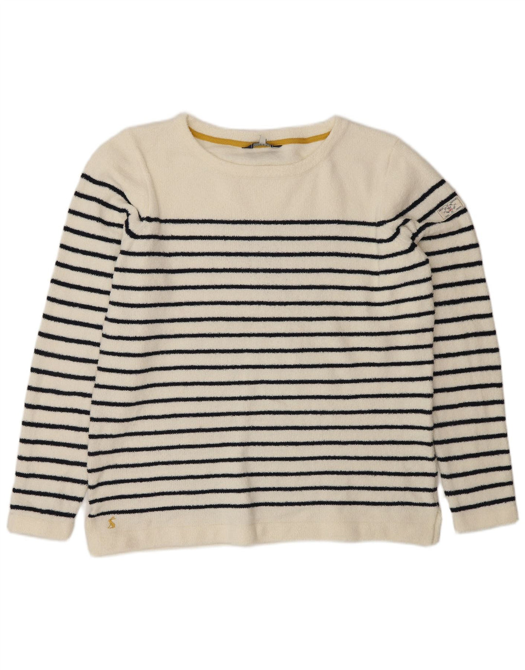 JOULES maglione da donna con scollo a barchetta UK 16 poliestere a righe grandi bianche