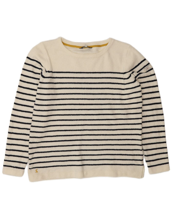 JOULES maglione da donna con scollo a barchetta UK 16 poliestere a righe grandi bianche